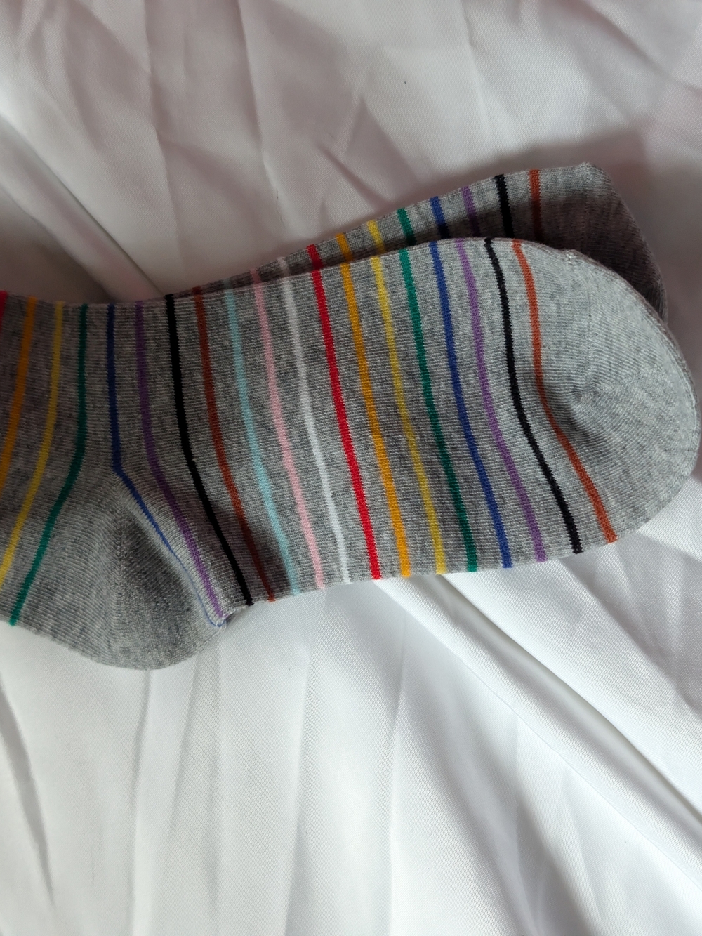 Old Navy Men's Rainbow Stripe Crew Socks - Yellow, Green, Blue, Purple, Red - Picture 3 of 6